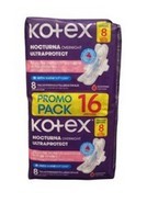 Toallas higiénicas Kotex Nocturna con Alas 16 und