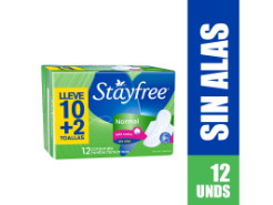 Toallas higiénicas Stayfree Normal sin Alas 12 und